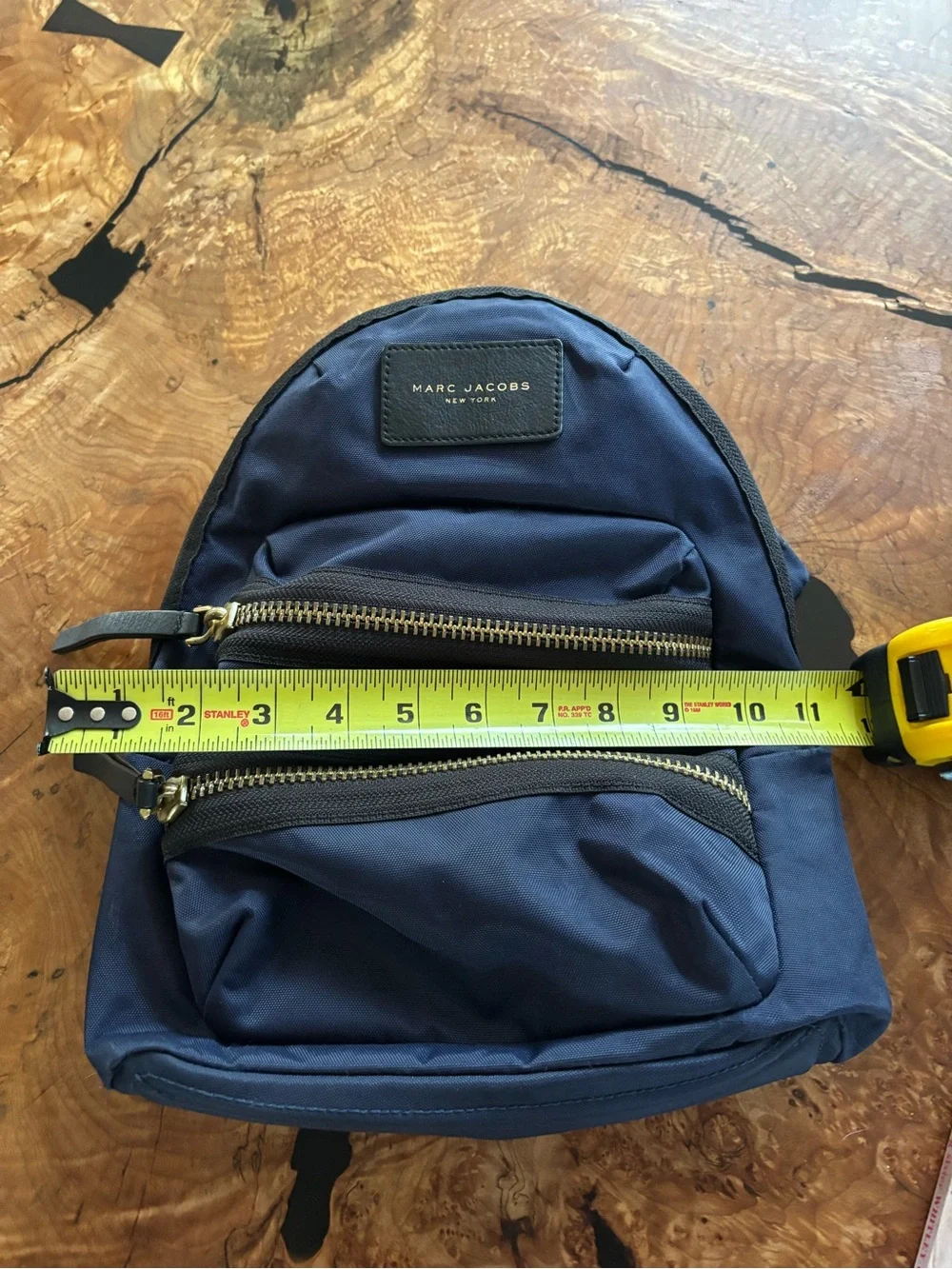 Marc Jacobs Navy Nylon Medium Backpack with Gold Hardware